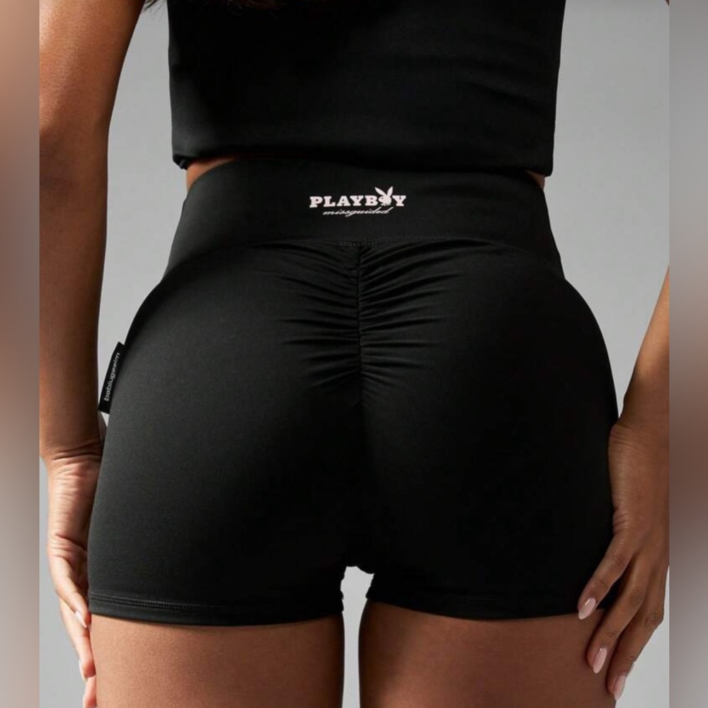 PLAYBOY Women's Sleek Black Athletic Shorts